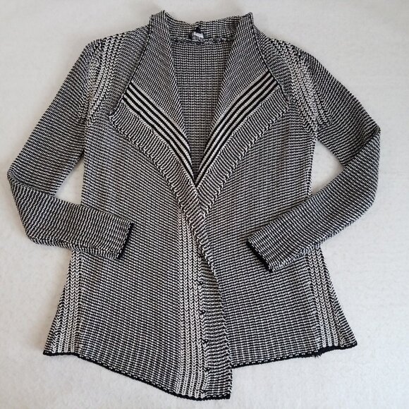 The Limited Open Cardigan Sweater Black White Small SMALL Knit Fold Over - Picture 1 of 12